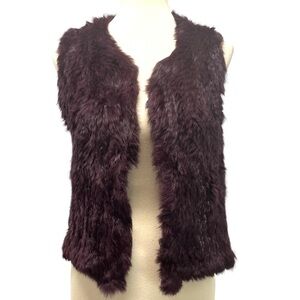525 America Luxe Rabbit Fur Eggplant Purple Vest Women Medium